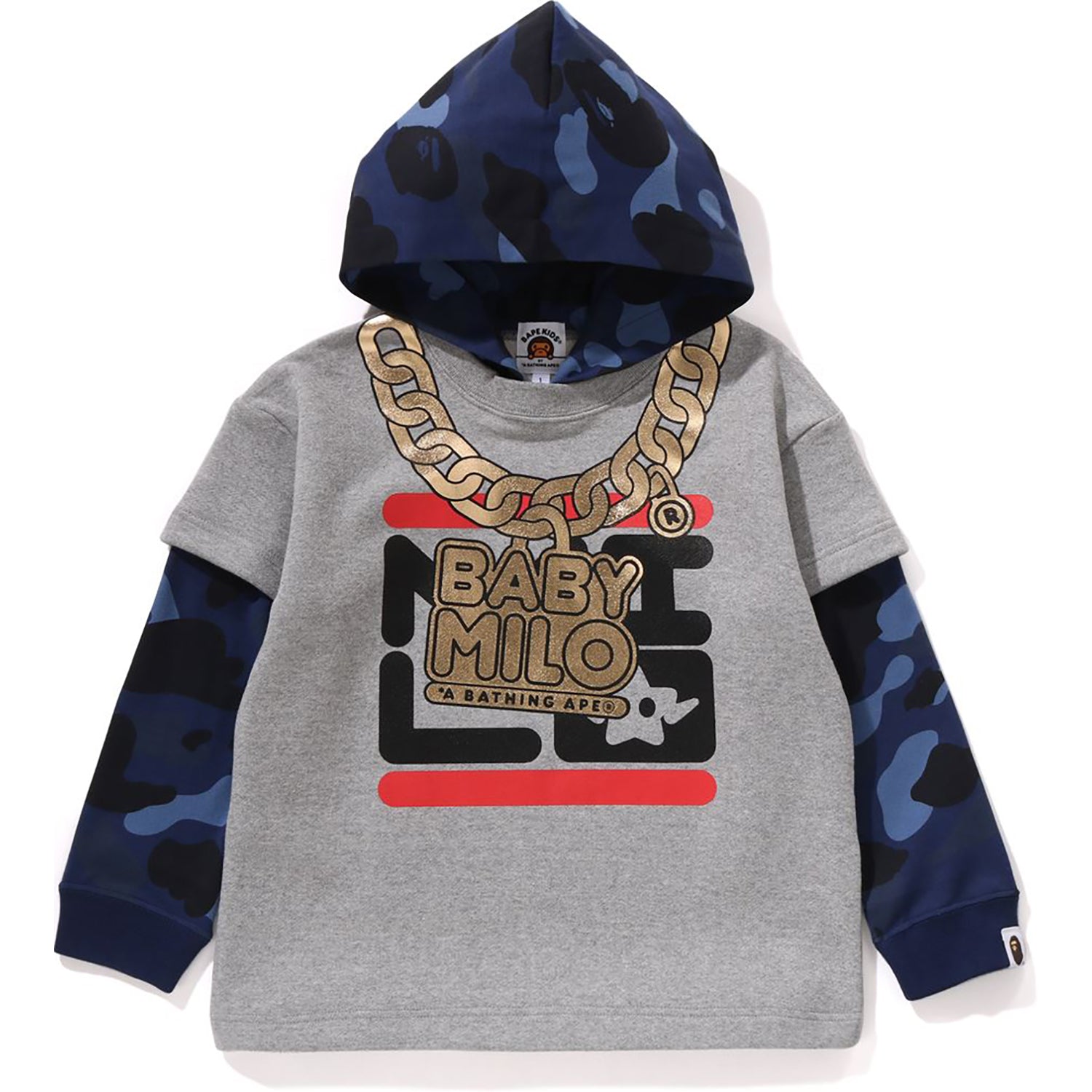 COLOR CAMO LAYERED RELAXED FIT PULLOVER HOODIE KIDS – Image 1