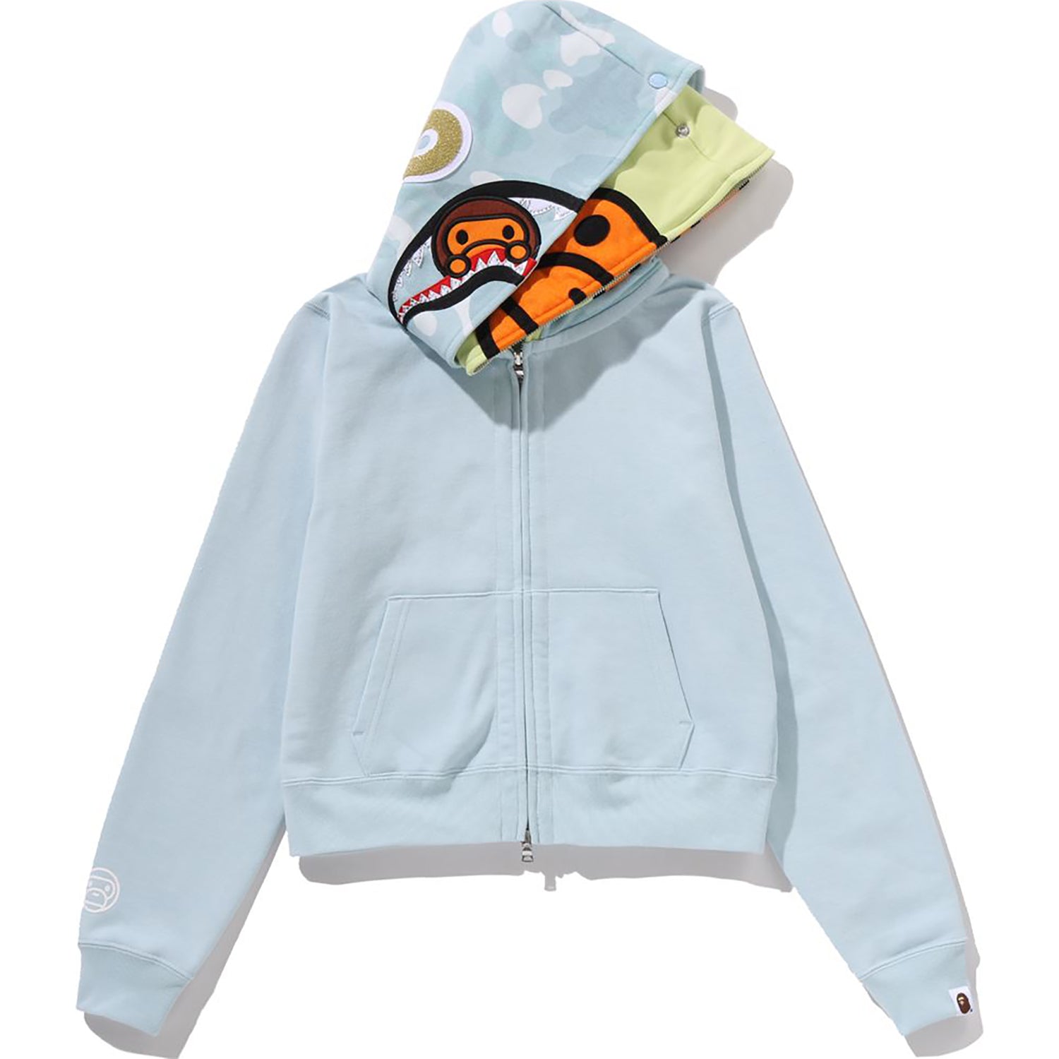 MILO SHARK CROPPED FULL ZIP DOUBLE HOODIE LADIES – Image 2