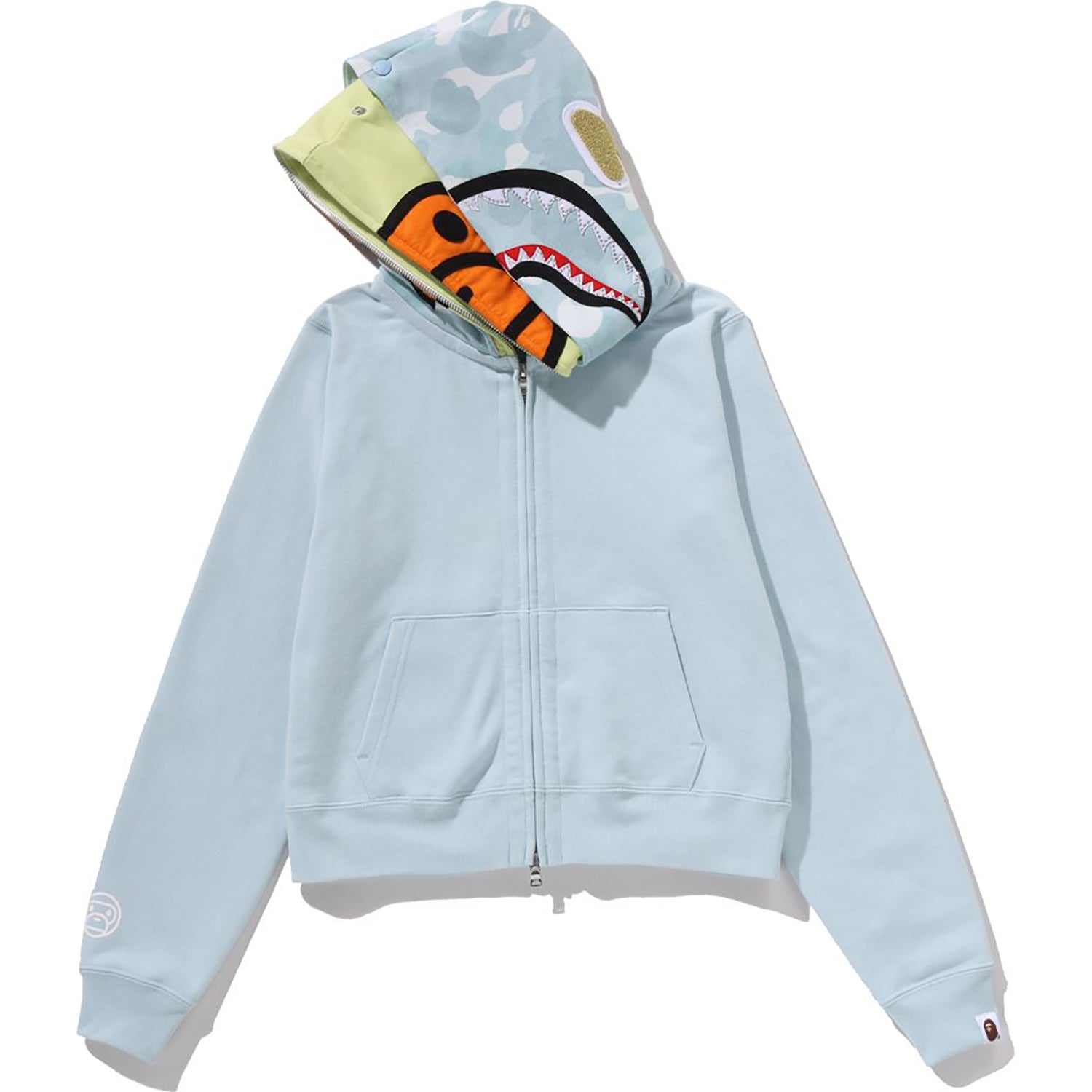 MILO SHARK CROPPED FULL ZIP DOUBLE HOODIE LADIES – Image 3