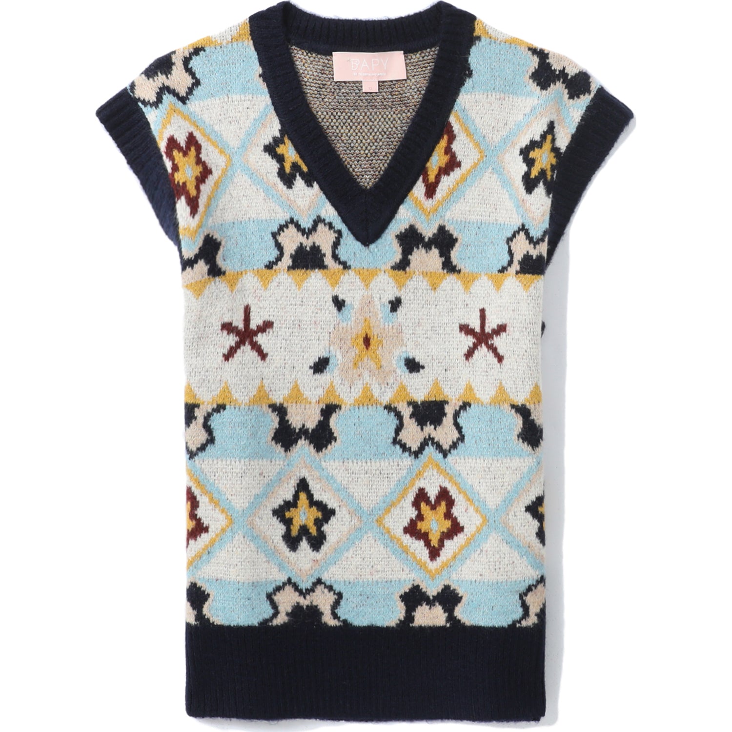 BAPY INTARSIA KNIT VEST LADIES – Image 1